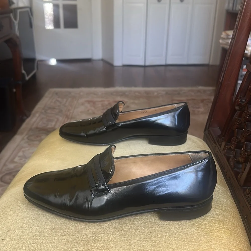 Mariano Black Patent Leather Dress Loafers Tuxedo Opera Shoes for Men Size 9